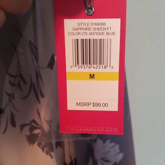 Vince Camuto Floral Patchwork Henley Top - Picture 3 of 4